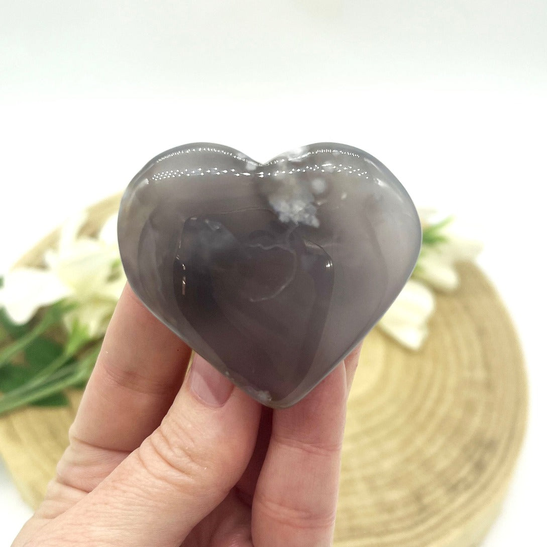 Black agate crystal heart