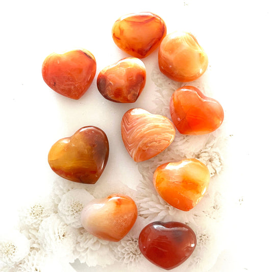 Carnelian puffy hearts