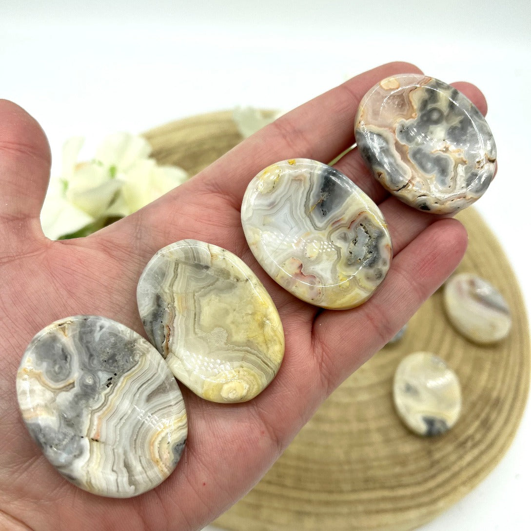 Crazy lace agate worry stone