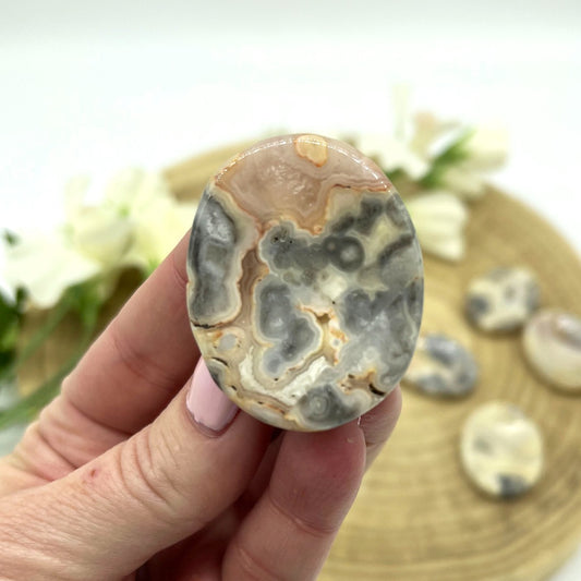 Crazy lace agate worry stone