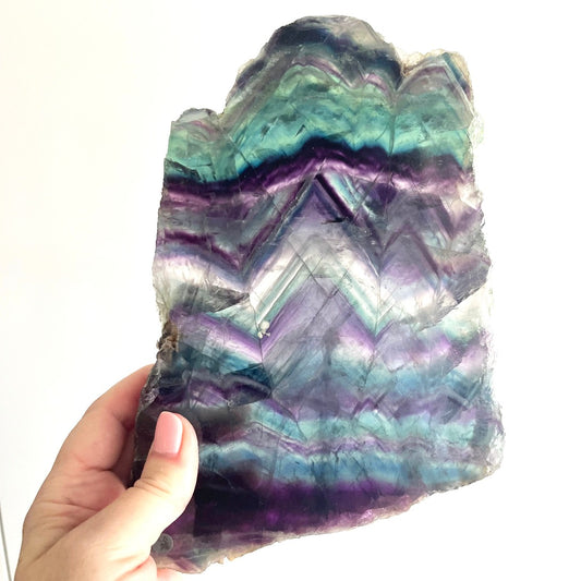 Rainbow fluorite slab