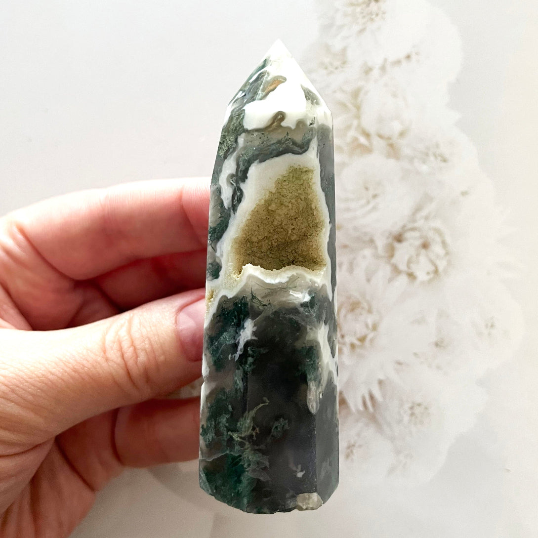 Moss agate tower