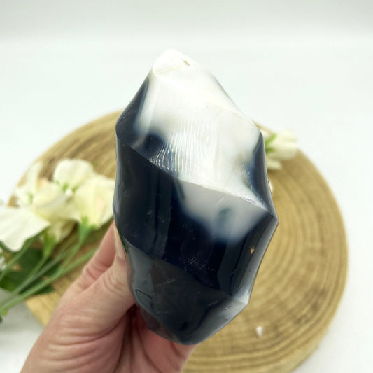 Orca Agate flame carving