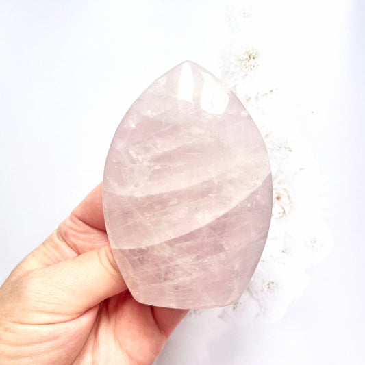 Rose quartz crystal flame