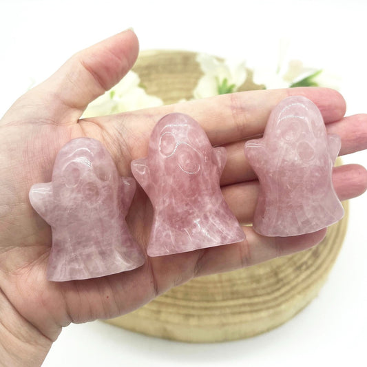 Rose quartz ghost crystal carving