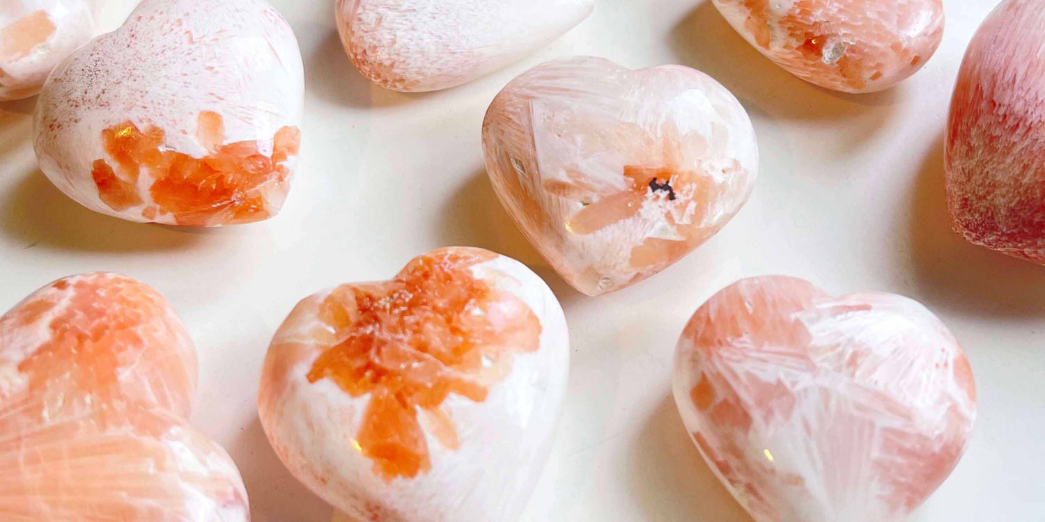 Scolecite heart polished stones. Someday Dream Co. Crystals