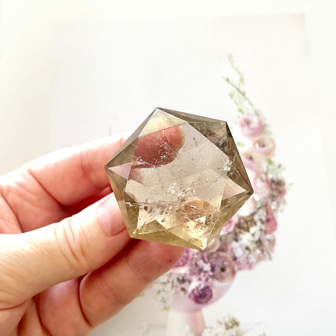 Smoky diamond quartz