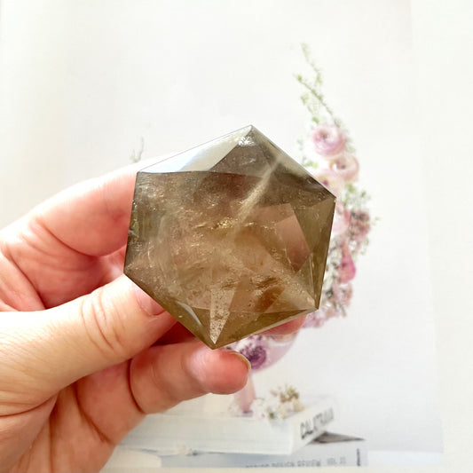 Smoky quartz diamond crystal