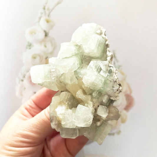 double sided green apophyllite cluster