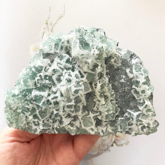 green sugar fluorite cluster
