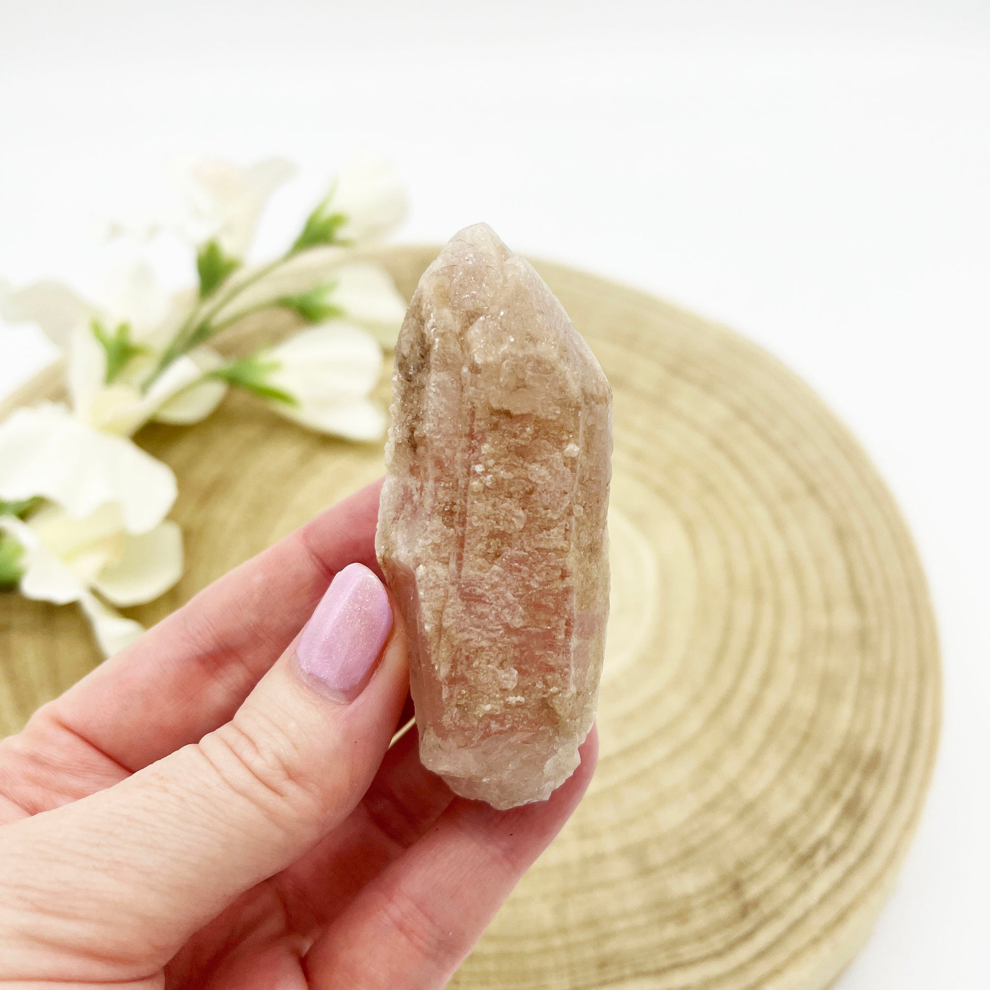 pink lemurian dreamsicle crystal point