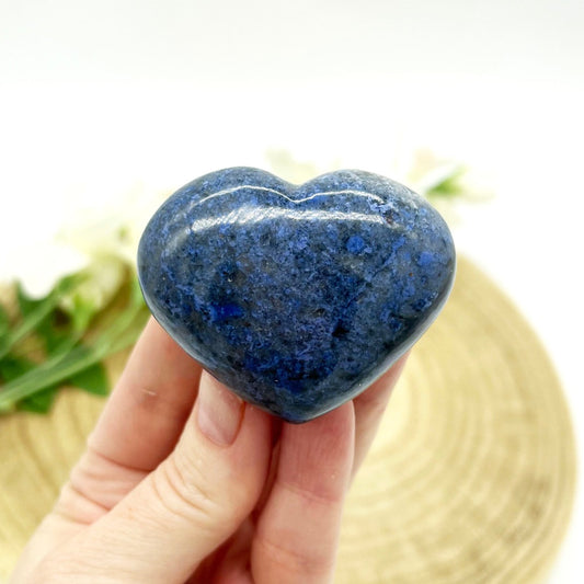 Dumortierite crystal heart stone