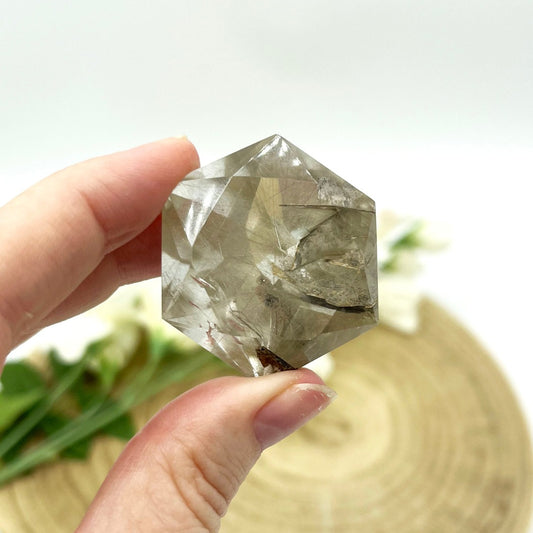 Garden quartz with rutile crystal diamond