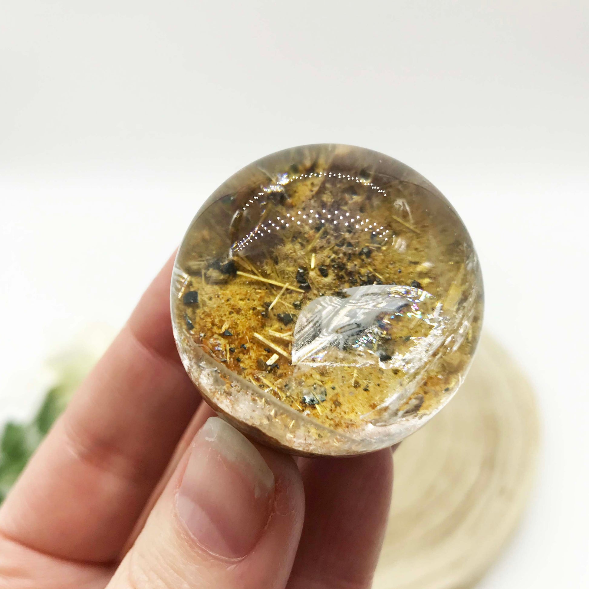 golden rutile garden quartz sphere