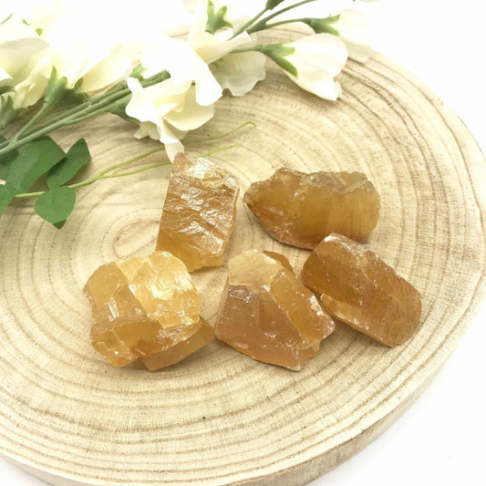 Honey calcite raw stone. Crystal rough. Someday Dream Co