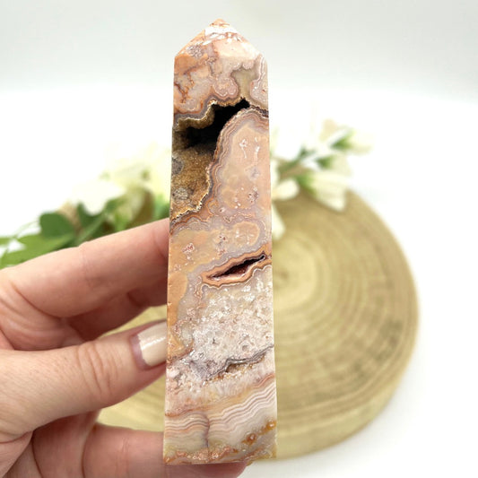 Lace Agate crystal tower