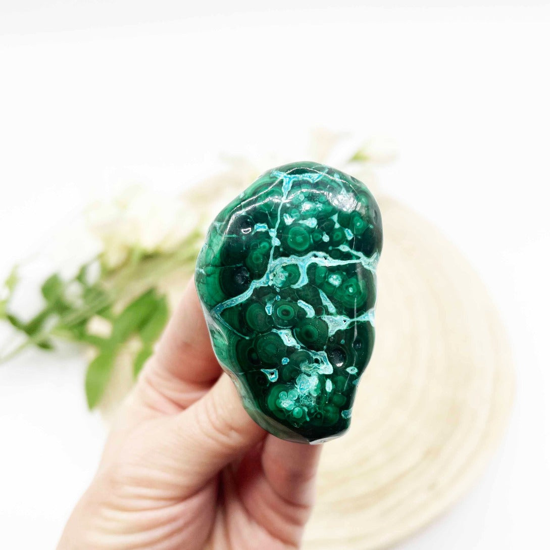 Malachite with Chrysocolla polished stone. Someday Dream Co