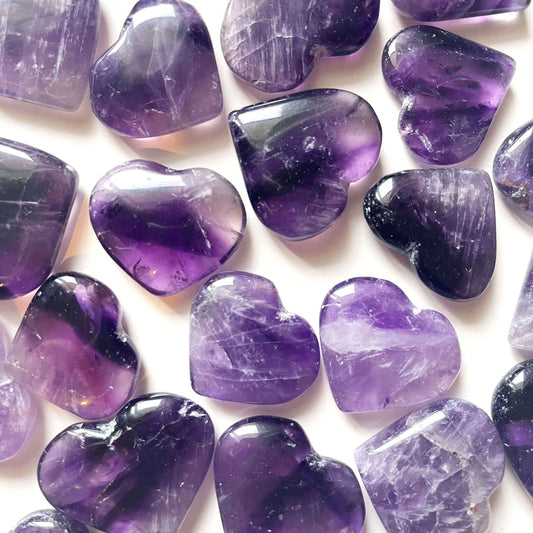 Mini amethyst polished hearts