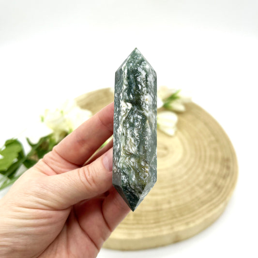 Moss Agate Double terminated crystal
