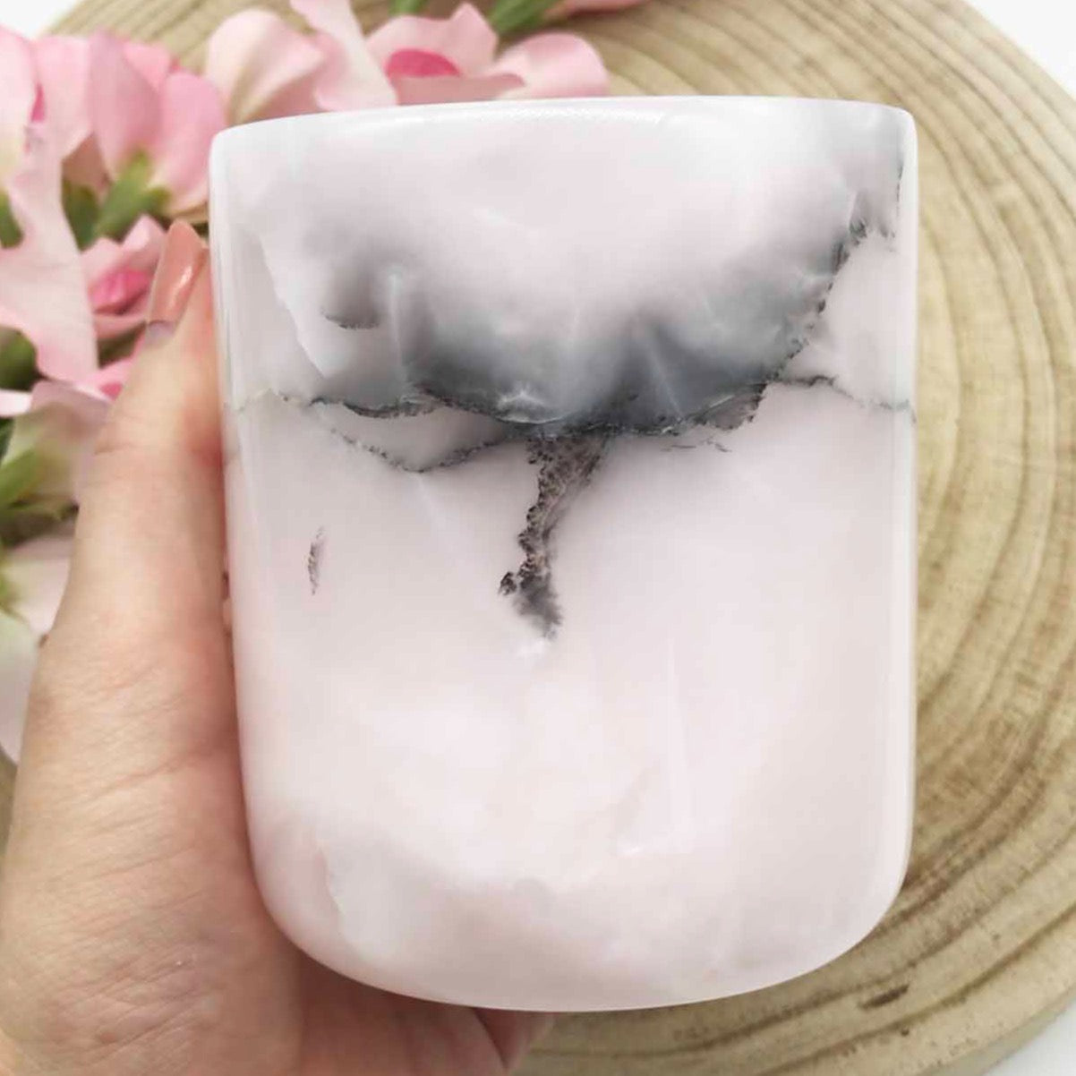 pink onyx candle