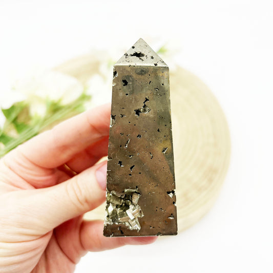 pyrite tower obelisk with exposed pyrite gems