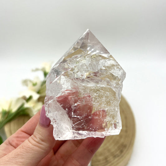 quartz crystal polished point with rough base