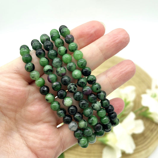 Ruby Zoisite crystal bracelet.