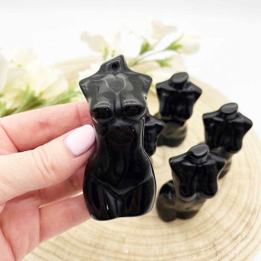 Obsidian lady body crystal decor