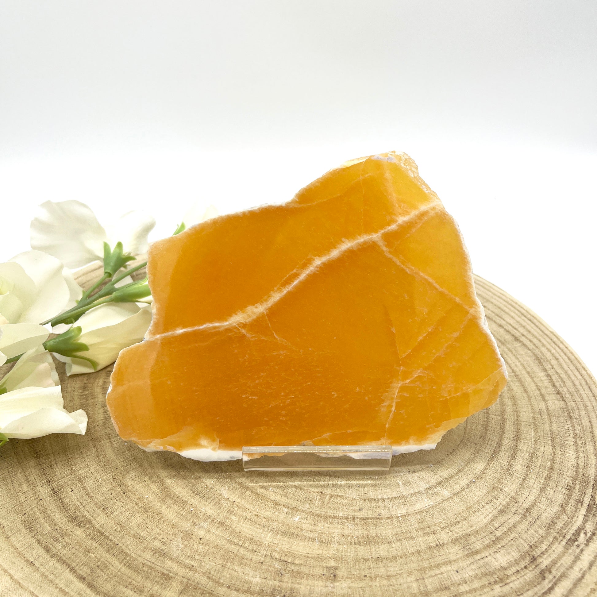 polished orange calcite slab crystals Australia
