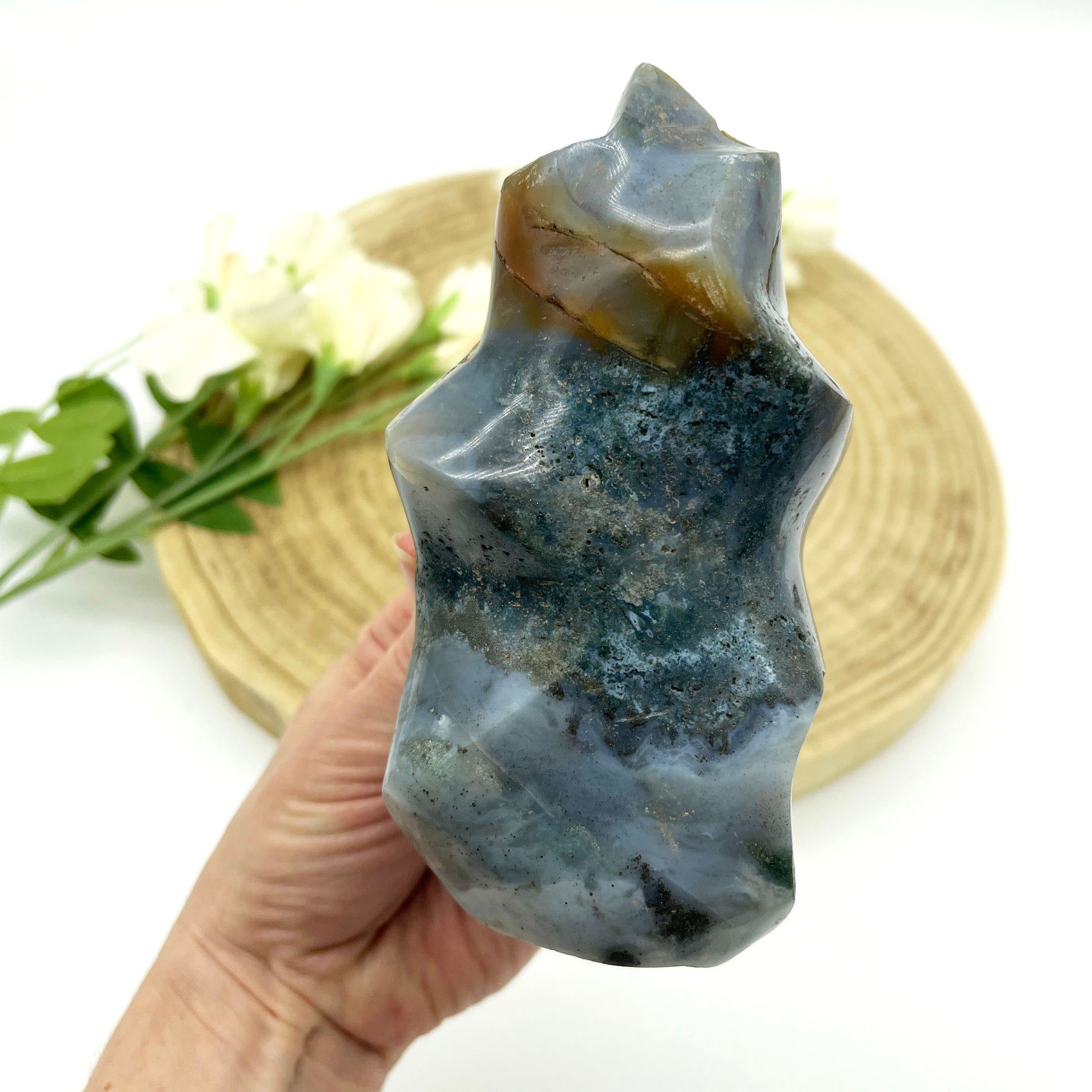 Ocean Jasper polished flame crystal decor Australia