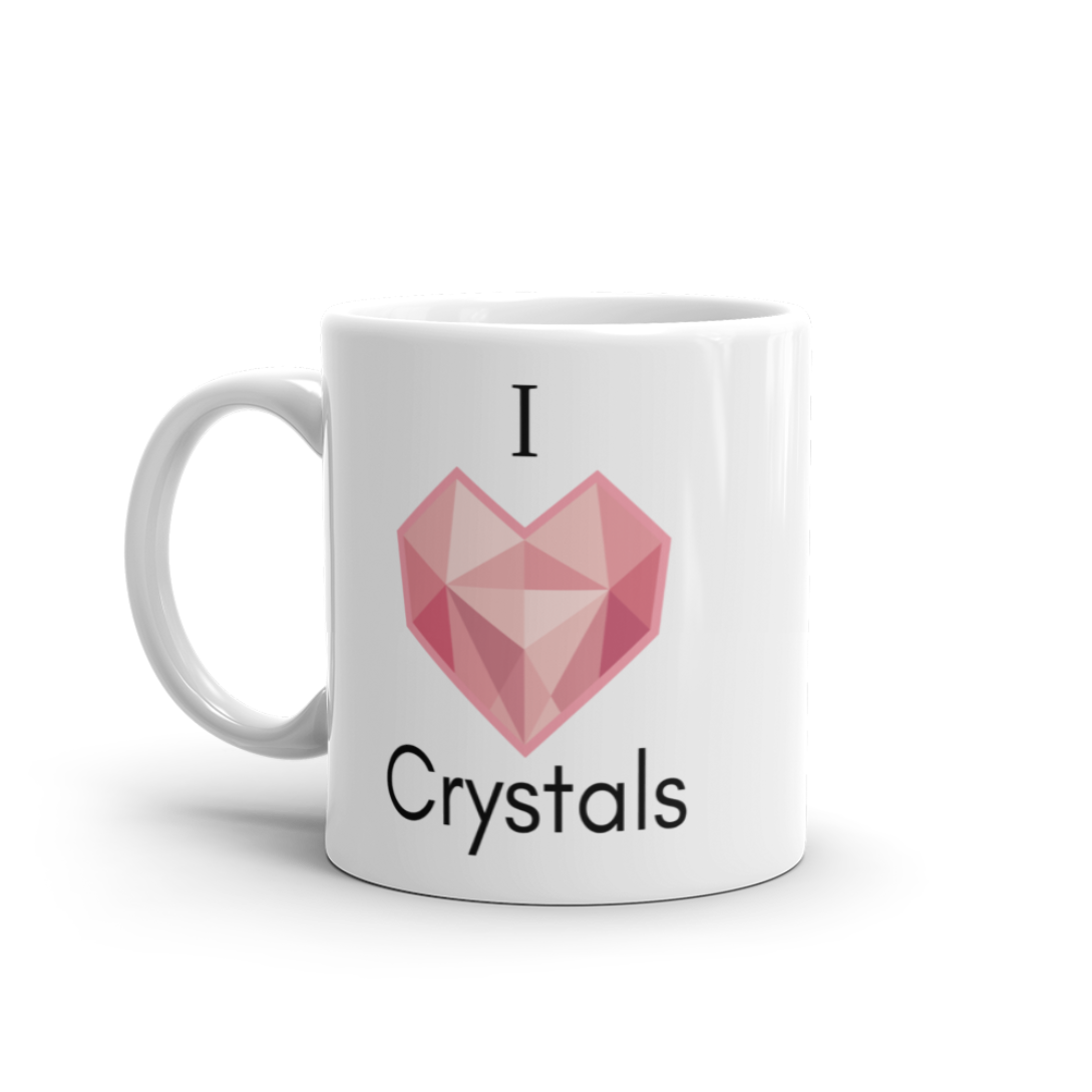 Ceramic mug with I heart crystals